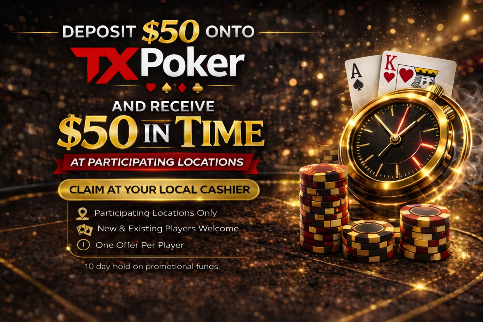 Deposit $50 and receive $50 in Play Time